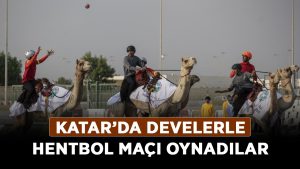 Katar’da-develerle-hentbol-maçı-oynadılar